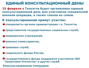 В Тольятти пройдет единый консультационный день для участников специальной военной операции и членов их семей