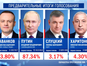 Владимир Путин лидирует после обработки 98% протоколов УИК