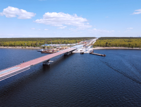 Готовность - 83%. Строительство моста через Волгу в Самарской области идет по графику