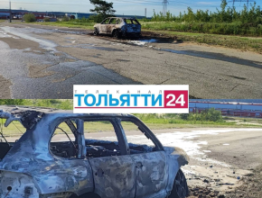 На Поволжском шоссе сгорел автомобиль Porsche Cayenne